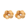 IngeSight.Z Vintage Metal Flower Stud Earrings for Women Imitation Pearl Piercing Earrings 2022 Jewelry Brincos Gift