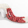 IngeSight.Z Vintage Multilayer Acrylic Round Red Beaded Choker Necklaces for Women Elegant  Imitation Pearls Collar Wedding Gift