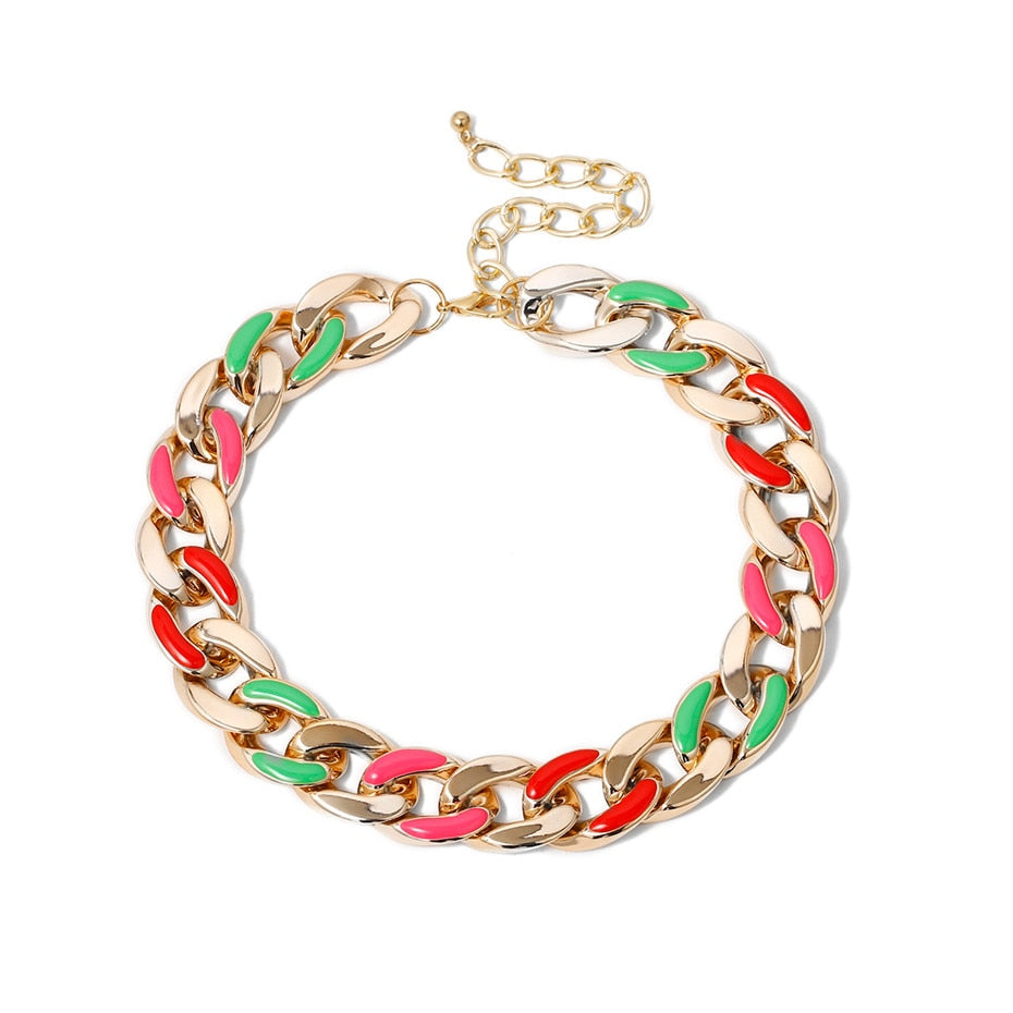 IngeSight.Z Vintage Thick Curb Cuban Short Choker Necklaces Collar Punk Rock Chunky Plastic Clavicle Necklace for Women Jewelry