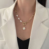 IngeSight.Z Women Irregular Imitation Pearl Baroque Pendant Necklaces Asymmetrical Gold Color Choker Necklaces Jewelry Collier