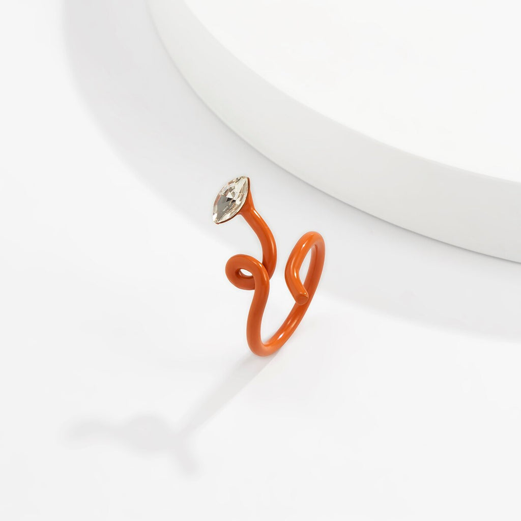 IngeSight.Z Y2K Candy Color Rhinestones Crystal Open Rings for Women Kpop Geometric Twisted Metal Knuckle Finger Rings Jewelry