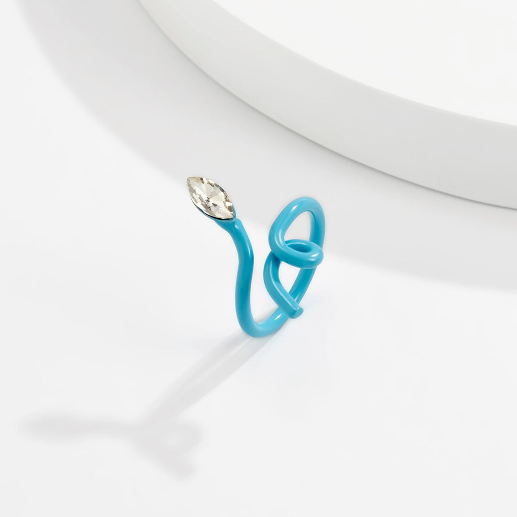 IngeSight.Z Y2K Candy Color Rhinestones Crystal Open Rings for Women Kpop Geometric Twisted Metal Knuckle Finger Rings Jewelry