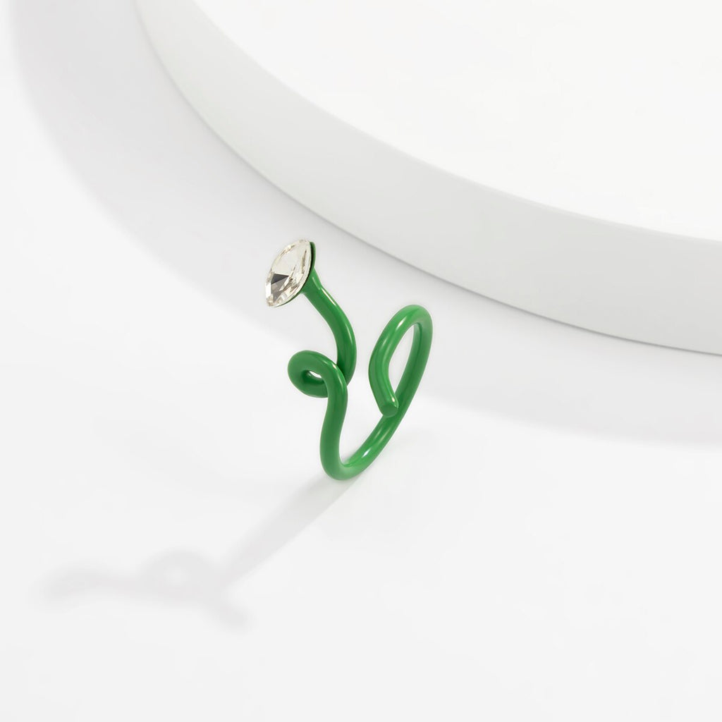 IngeSight.Z Y2K Candy Color Rhinestones Crystal Open Rings for Women Kpop Geometric Twisted Metal Knuckle Finger Rings Jewelry