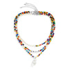 IngeSight.Z Y2K Jewelry Men Acrylic Letter Colorful Rainbow Seed Beaded Choker Necklaces Multi Layered Imitation Pearl Necklaces