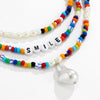 IngeSight.Z Y2K Jewelry Men Acrylic Letter Colorful Rainbow Seed Beaded Choker Necklaces Multi Layered Imitation Pearl Necklaces