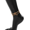 IngeSight.ZPunk Double-layer OT Buckle Chain Anklet for Women Summer Tassel Small Ball Chain Pendant Anklet Sandals Foot Jewelry