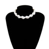 Ingemark Multilayer White Imitation Pearl Choker with Metal Slice Fixation Wide Bib Necklace Jewelry for Charm Women