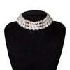 Ingemark Multilayer White Imitation Pearl Choker with Metal Slice Fixation Wide Bib Necklace Jewelry for Charm Women