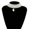 Ingemark Multilayer White Imitation Pearl Choker with Metal Slice Fixation Wide Bib Necklace Jewelry for Charm Women