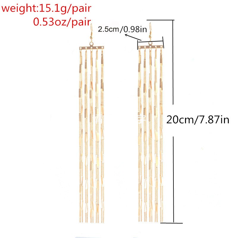 Ingesight.Z Bohemia Long Tassel Drop Dangle Earring for Women Big Large Metal Earrings Vintage Earrings Jewelry Gift