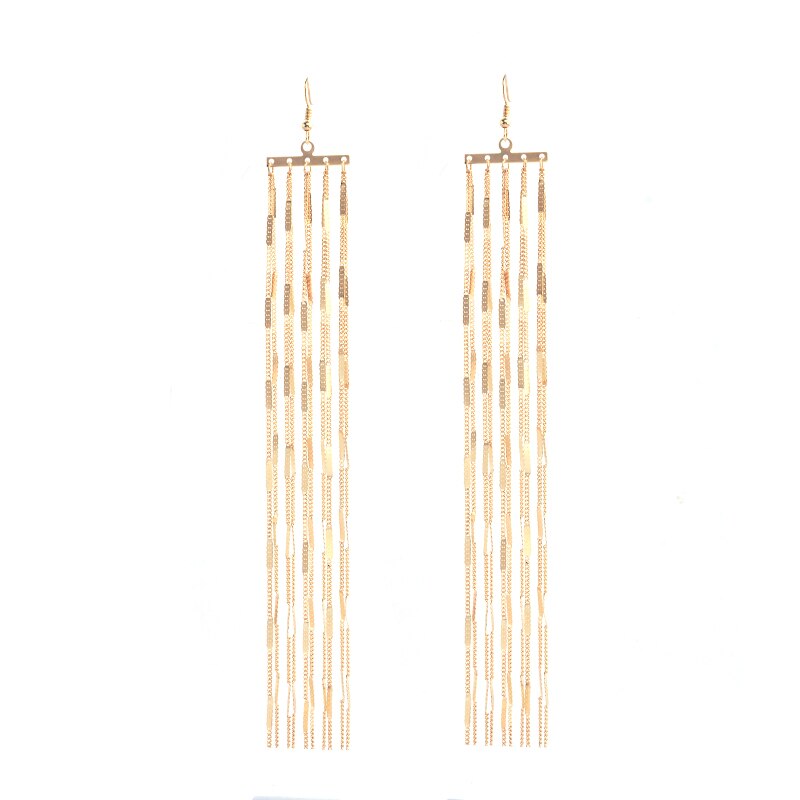 Ingesight.Z Bohemia Long Tassel Drop Dangle Earring for Women Big Large Metal Earrings Vintage Earrings Jewelry Gift