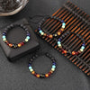 Initial Chakra Bracelet Crystals Healing Stones Beaded Bracelets 26 Letter Beads Lava Rock Bracelet Yoga Jewelry for Women