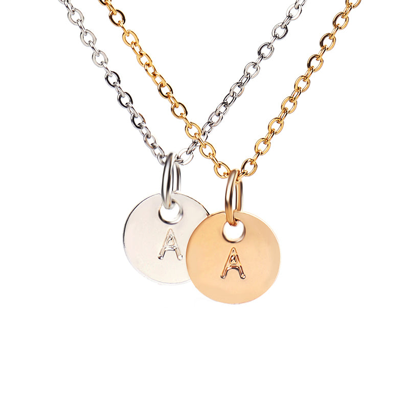 Initial Necklace, Dainty Silver Gold Filled Personalized Initials of Your Choice Stainless steel Name Pendant Necklace 1269