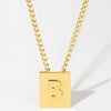 Initials Pendant Letter Name Necklace For Women Men Gold Silver Color Square Alphabet Charm Box Link Chain Couple Pendants