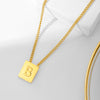Initials Pendant Letter Name Necklace For Women Men Gold Silver Color Square Alphabet Charm Box Link Chain Couple Pendants