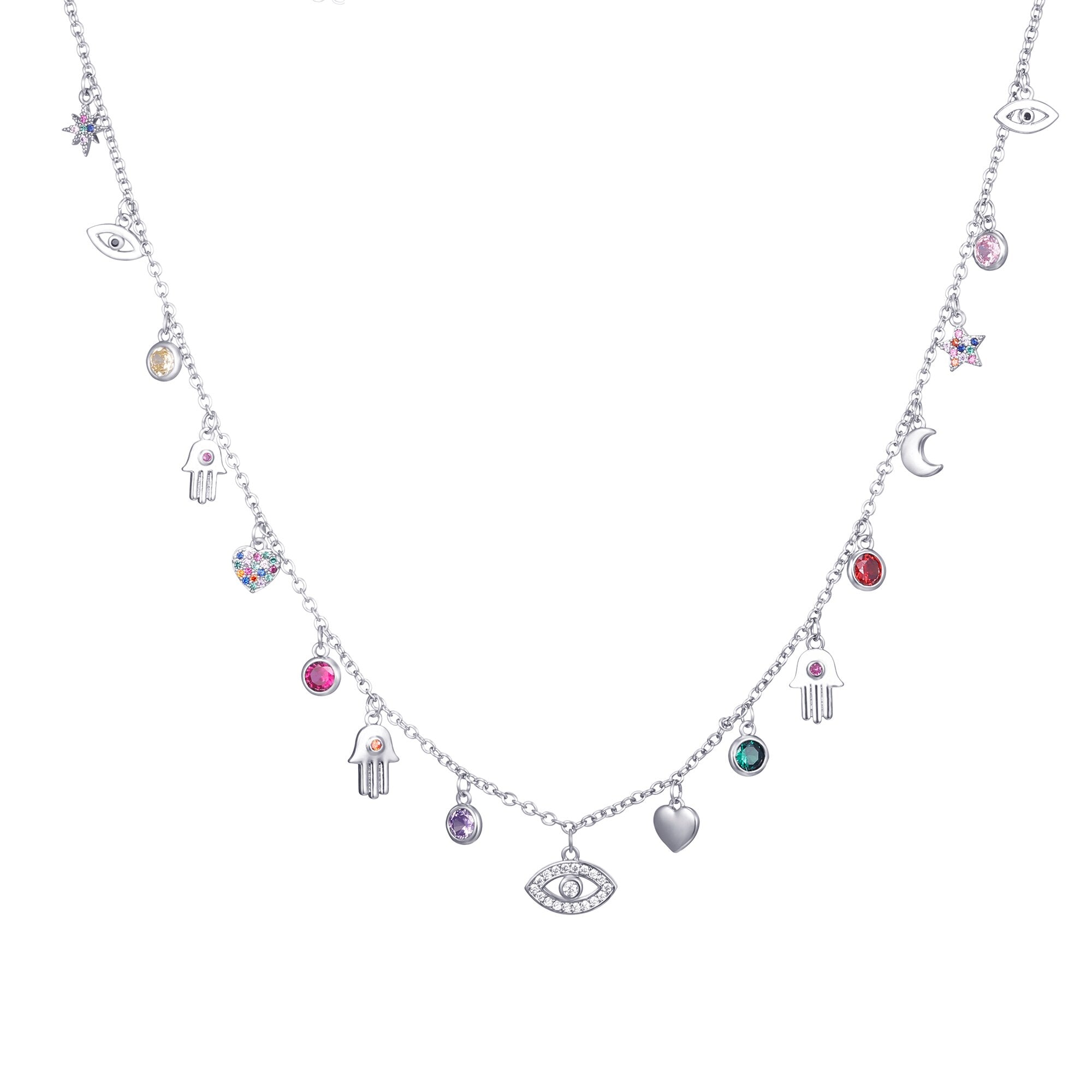 Ins Crystal Eye of The Demon Necklaces For Women  Charms Copper Silvery/Gold Necklace Engagement Party Jewelry 2022