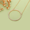 Ins Cubic Zirconia Big Circle Pendant Necklaces For Women Gold/Silvery Link Chain Ladies Long Necklace Party Jewelry Gift 2022