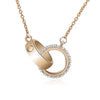Ins Double Ring Silver Color Thick Circle Necklace lock-in round Clavicle Engagement Charm Chain For Women Jewelry 2022