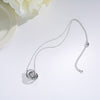 Ins Double Ring Silver Color Thick Circle Necklace lock-in round Clavicle Engagement Charm Chain For Women Jewelry 2022