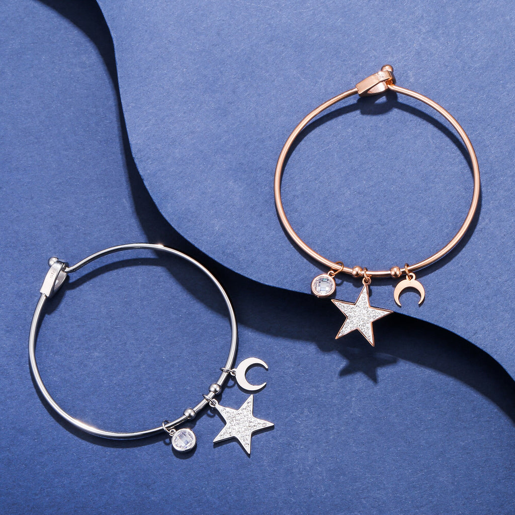 Ins Silverly Rose Gold Color Moon Star Charm Bracelet for Women Accessories Bracelets  Bangle Charm Bracelet Jewelry
