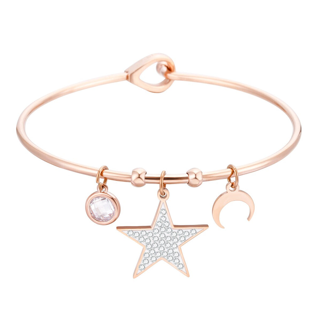 Ins Silverly Rose Gold Color Moon Star Charm Bracelet for Women Accessories Bracelets  Bangle Charm Bracelet Jewelry