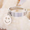 Ins Happy Smile Face Unisex Rings For Men Women Stainless Steel Adjustable Open Hig Hop Ring Gift Friend Female Jewelry