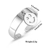 Ins Happy Smile Face Unisex Rings For Men Women Stainless Steel Adjustable Open Hig Hop Ring Gift Friend Female Jewelry