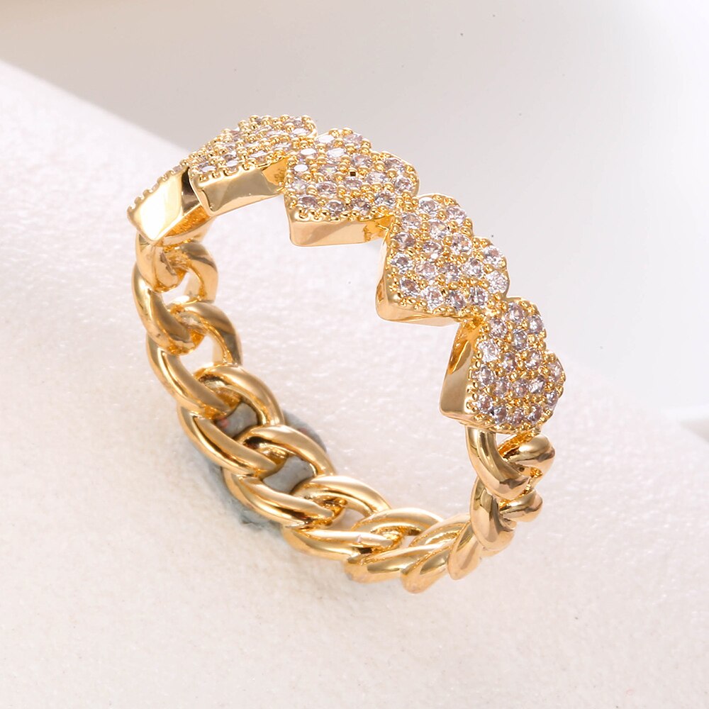 Ins Heart Ring Twist Classical Cubic Zircon for Woman Lover Rose Gold Color Wedding Engagement Finger Ring For Girl Jewelry Gift