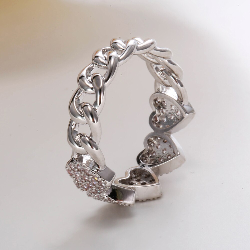 Ins Heart Ring Twist Classical Cubic Zircon for Woman Lover Rose Gold Color Wedding Engagement Finger Ring For Girl Jewelry Gift