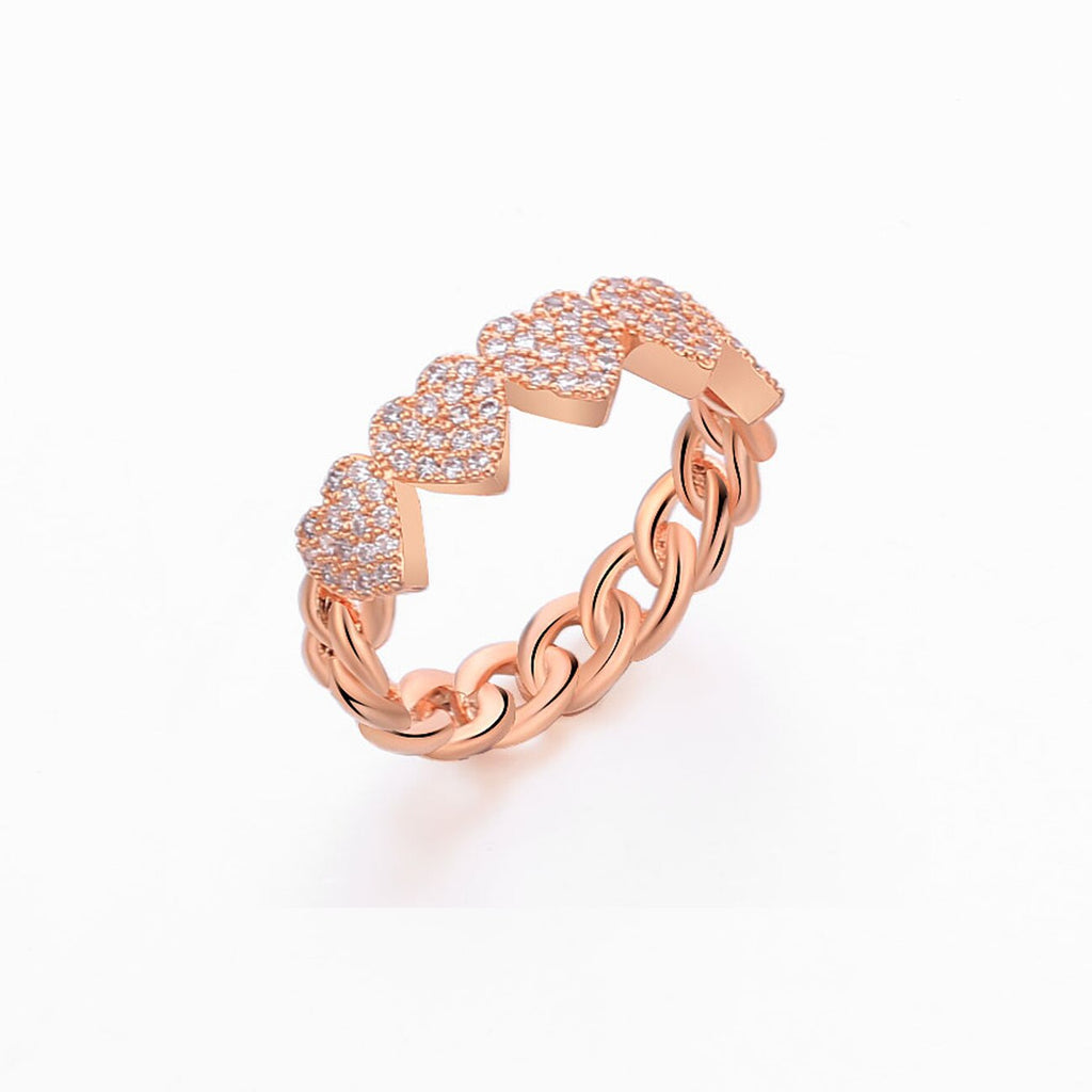 Ins Heart Ring Twist Classical Cubic Zircon for Woman Lover Rose Gold Color Wedding Engagement Finger Ring For Girl Jewelry Gift