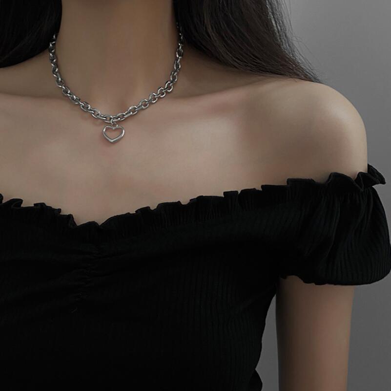 Ins Hollow Heart Choker Necklaces For Women  Statement Necklace Heart Dainty Pendant Necklace Gift