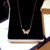 Ins Arrive Zirconia Butterfly Necklace Charm Bling CZ Rose Gold Butterfly Jewelry Pendant Bijoux for Women Girl