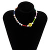 Ins Korean Version Bohemia Geometric Letters Necklace Acrylic Multi-Element Beaded Necklace for Women Party Decoration Jewelry