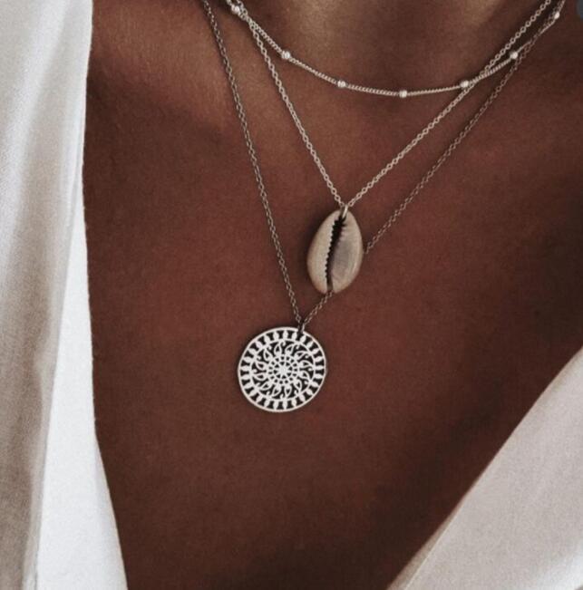 Ins Kpop Jewelry 2021 Streetwear Women's Neck Chain Lotus Pendants And Necklaces Silver Color Beads Choker Tree of Life Chocker