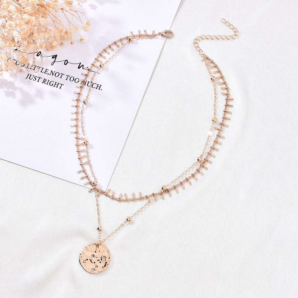 Ins Net Celebrity Jewelry Stacking Layered Necklace Hiphop Multi-layer Medal Metal Choker Necklace