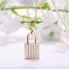 Ins Silvery/Gold Crystal lock necklace novel trend personality inlaid zircon  stainless steel pendant necklace 2022