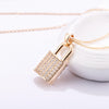 Ins Silvery/Gold Crystal lock necklace novel trend personality inlaid zircon  stainless steel pendant necklace 2022