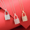 Ins Silvery/Gold Crystal lock necklace novel trend personality inlaid zircon  stainless steel pendant necklace 2022
