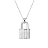 Ins Silvery/Gold Crystal lock necklace novel trend personality inlaid zircon  stainless steel pendant necklace 2022