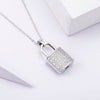Ins Silvery/Gold Crystal lock necklace novel trend personality inlaid zircon  stainless steel pendant necklace 2022