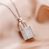 Ins Silvery/Gold Crystal lock necklace novel trend personality inlaid zircon  stainless steel pendant necklace 2022