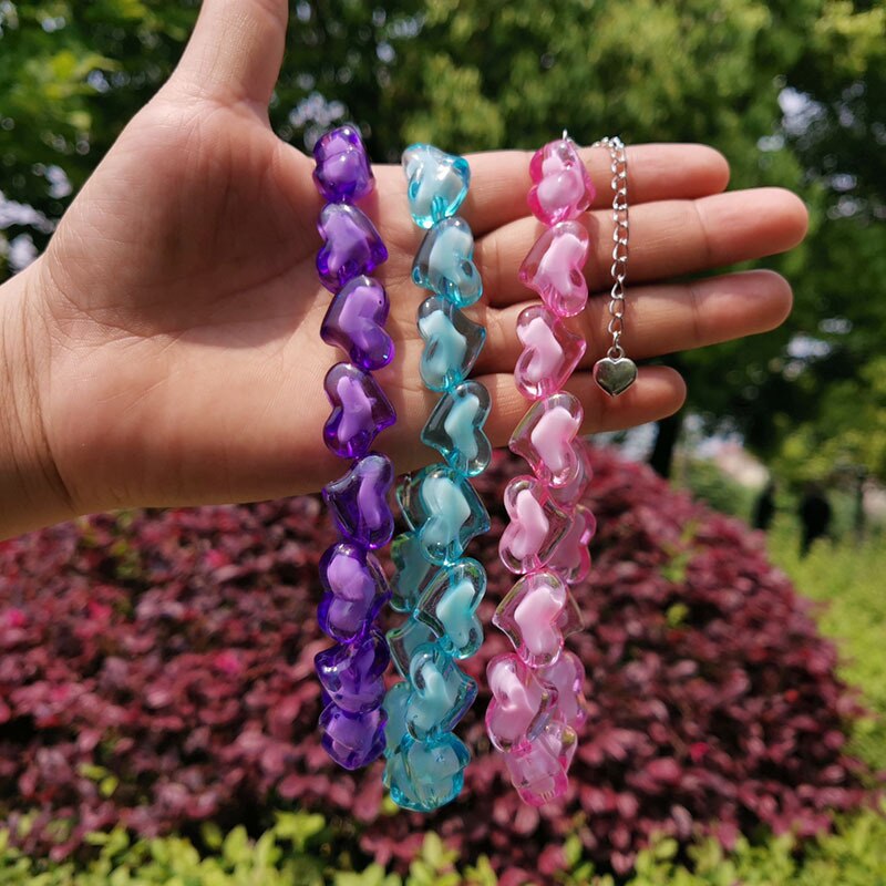 Ins Vintage Hip-hop Color Dice Pendant Necklace Creative Acrylic Heart Choker Billiard Necklace For Women Girls Jewelry