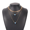 Ins Wind Advanced Haze Blue Resin Square Pendant Double Layer Necklace Simple  Clavicle Chain