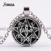 Insignia de collar de banda de Rock para hombres y mujeres, cabujón colgante de vidrio Steampunk, joyería de moda de Hip Hop