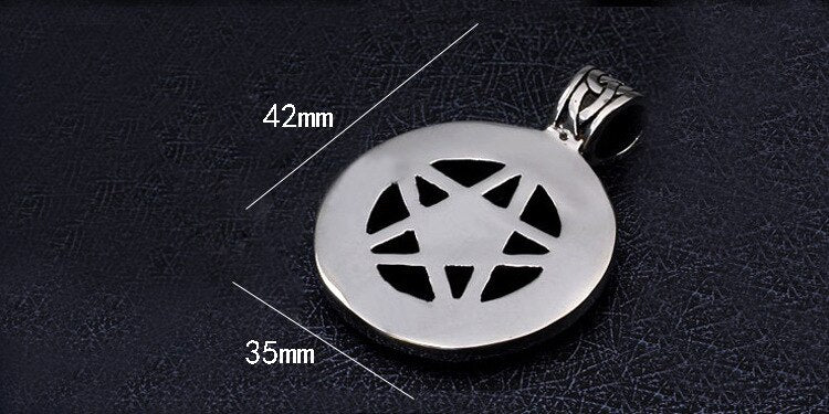 Invert Pentacle Pentagram Star Pewter Pendant Necklace For Lady Boy Man Alchemist Necklace for Men Jewelry Friend Gift