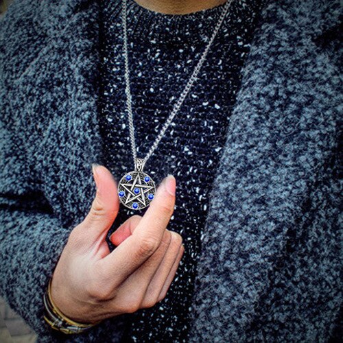 Invert Pentacle Pentagram Star Pewter Pendant Necklace For Lady Boy Man Alchemist Necklace for Men Jewelry Friend Gift