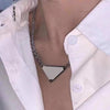 Inverted Triangle Necklace Metal Label Pendant Street Men And Women With Collarbone Chain Hip-Hop Temperament Choker Collar 2021