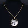 Irish Knot Yin Yang Gossip Natural Stone Stainless Steel Gold Silver Color Chain Necklaces Women/Men Jewelry gargantilla NXS02