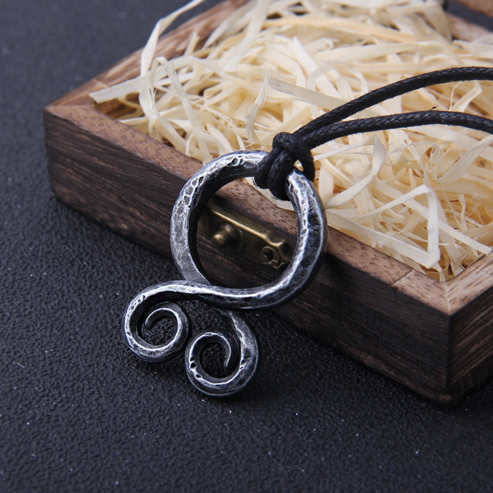 Iron Color Viking Odin Rune Pendant Necklace with Stainless Steel Chain As Men Gift with wooden box