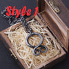 Iron Color Viking Odin Rune Pendant Necklace with Stainless Steel Chain As Men Gift with wooden box